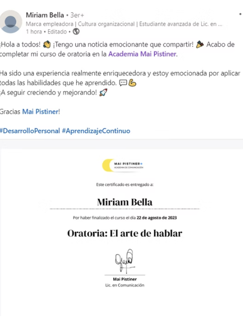 Testimonio LinkedIn Miriam Bella