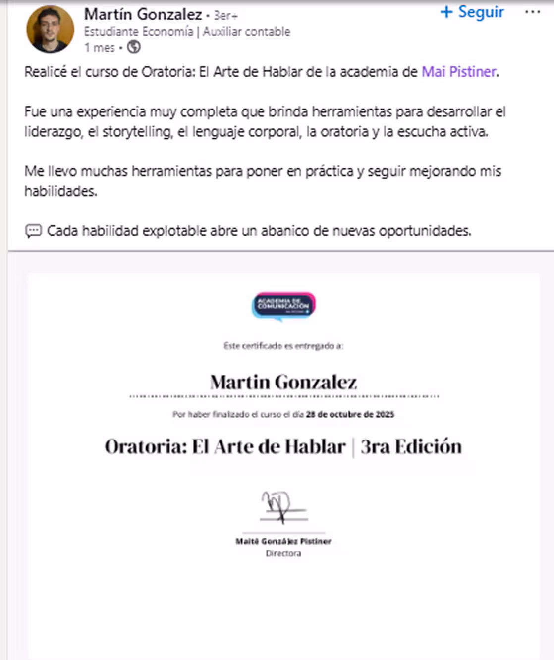 Certificado LinkedIn